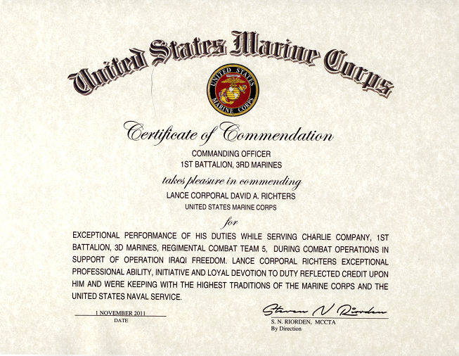 Certificate Of Appreciation Usmc Template