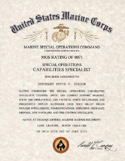 USMC MOS 8071, Special Operations Capabilities Specialist Certificate