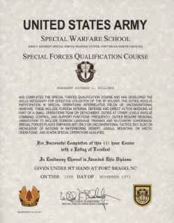 Special Forces Q Course Certificate