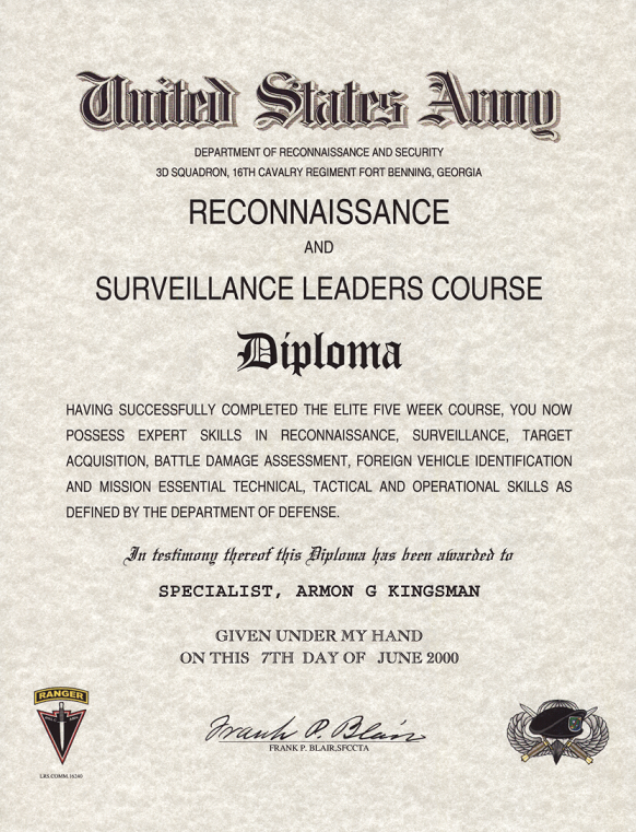 RECONNAISSANCE AND SURVEILLANCE LEADERS COURSE