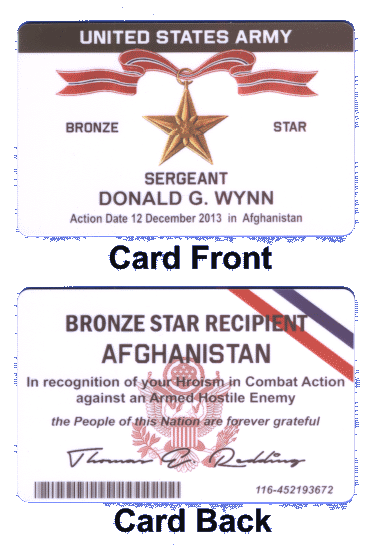Bronze Star Replaement Certificate