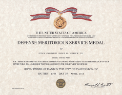 Defense Meritorious Service medal certificate