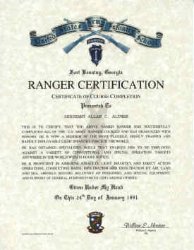 Ranger Certification Certificate